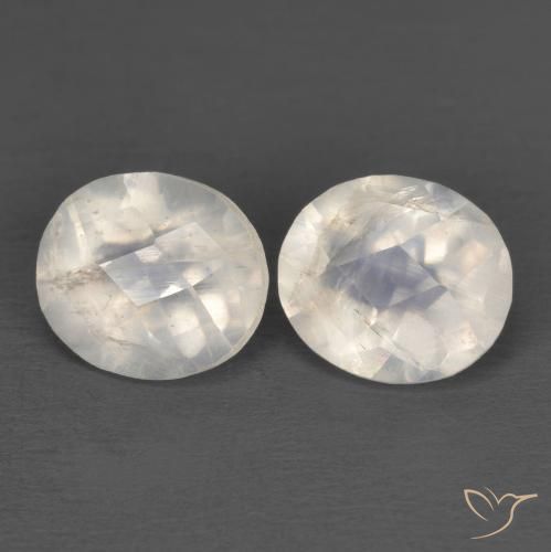 2.30 ct natürliche Bläulich-weiß Regenbogenmondstein-Edelsteine, Oval, Transparent