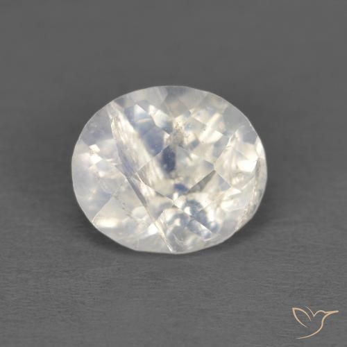 1.09ct Natürlicher Bläulich-weiß Regenbogenmondstein, Oval, Transparent