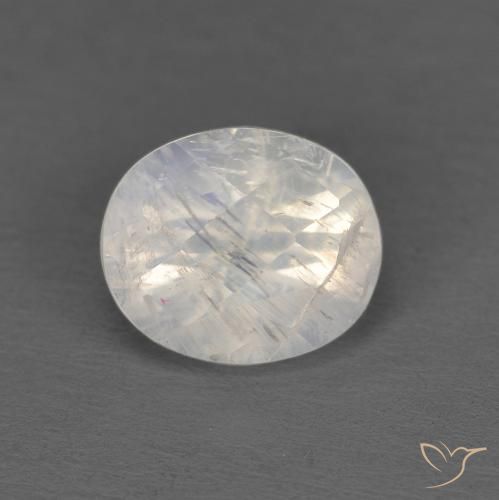 1.04ct Natürlicher Bläulich-weiß Regenbogenmondstein, Oval, Transparent