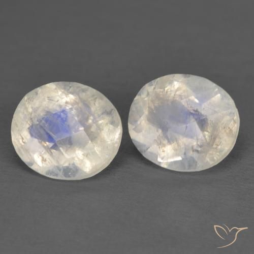 2.40 ct natürliche Bläulich-weiß Regenbogenmondstein-Edelsteine, Oval, Transparent