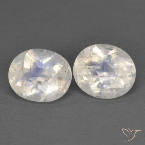 2.19 ct natürliche Bläulich-weiß Regenbogenmondstein-Edelsteine, Oval, Transparent