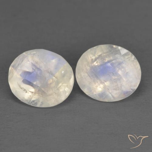 2.39 ct natürliche Bläulich-weiß Regenbogenmondstein-Edelsteine, Oval, Transparent