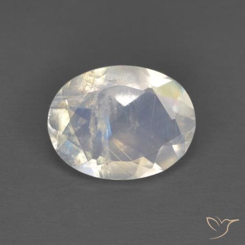 1.36ct Natürlicher Bläulich-weiß Regenbogenmondstein, Oval, Transparent