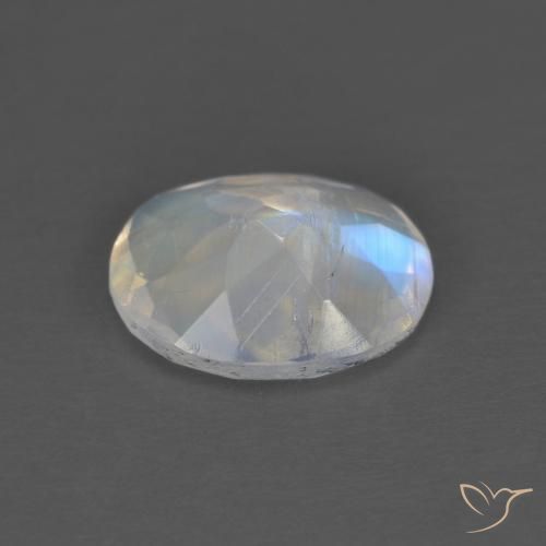 9,17 ctw natürlicher Bläulich-weiß Regenbogenmondstein, Oval, Transparent