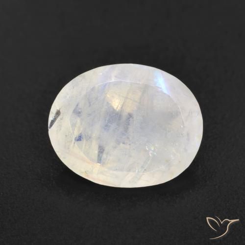 3.12ct Natürlicher Bläulich-weiß Regenbogenmondstein, Oval, Lichtdurchlässig