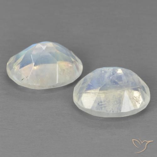 3.96 ct natürliche Bläulich-weiß Regenbogenmondstein-Edelsteine, Oval, Transparent