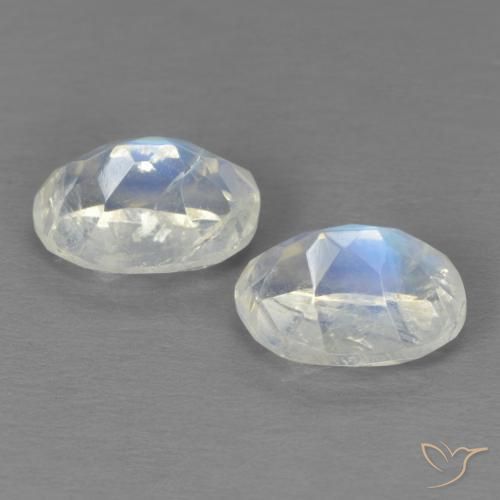 2.87 ct natürliche Bläulich-weiß Regenbogenmondstein-Edelsteine, Oval, Transparent