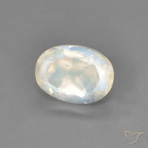 9,17 ctw natürlicher Bläulich-weiß Regenbogenmondstein, Oval, Transparent
