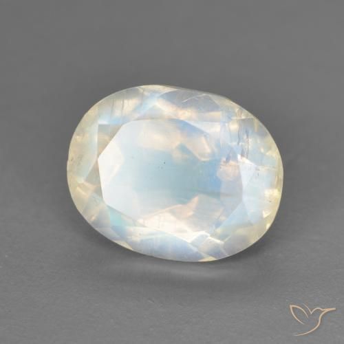 9,17 ctw natürlicher Bläulich-weiß Regenbogenmondstein, Oval, Transparent