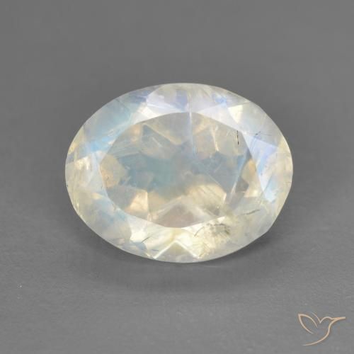 2.42ct Natürlicher Bläulich-weiß Regenbogenmondstein, Oval, Transparent