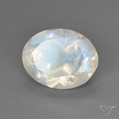 9,17 ctw natürlicher Bläulich-weiß Regenbogenmondstein, Oval, Transparent