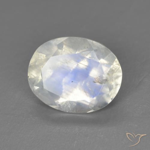 2.71ct Natürlicher Bläulich-weiß Regenbogenmondstein, Oval, Transparent