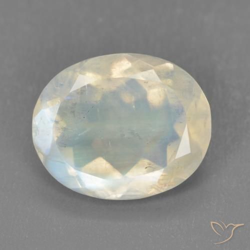 3.11ct Natürlicher Bläulich-weiß Regenbogenmondstein, Oval, Transparent
