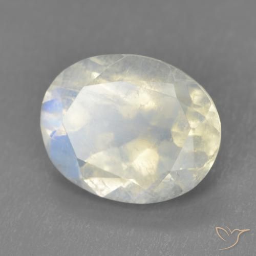 9,17 ctw natürlicher Bläulich-weiß Regenbogenmondstein, Oval, Transparent