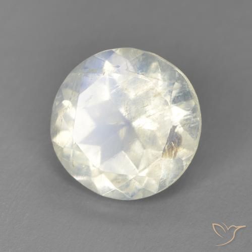 2.55ct Natürlicher Bläulich-weiß Regenbogenmondstein, Runden, Transparent