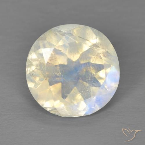 2.90ct Natürlicher Bläulich-weiß Regenbogenmondstein, Runden, Transparent