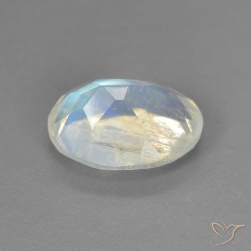 9,17 ctw natürlicher Bläulich-weiß Regenbogenmondstein, Oval, Transparent