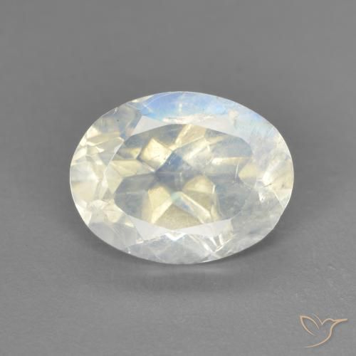 1.92ct Natürlicher Bläulich-weiß Regenbogenmondstein, Oval, Transparent