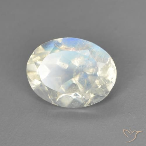 9,17 ctw natürlicher Bläulich-weiß Regenbogenmondstein, Oval, Transparent