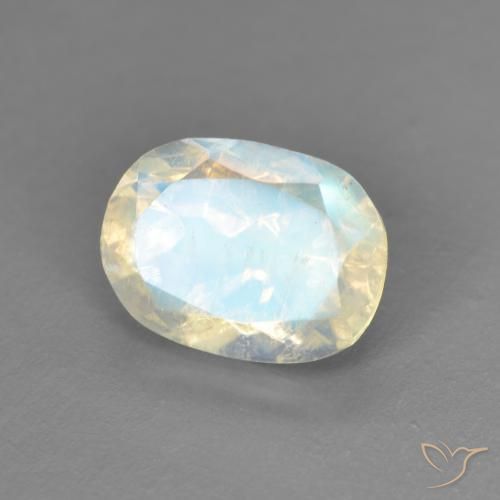 9,17 ctw natürlicher Bläulich-weiß Regenbogenmondstein, Oval, Transparent