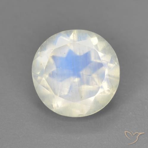 1.90ct Natürlicher Bläulich-weiß Regenbogenmondstein, Runden, Transparent