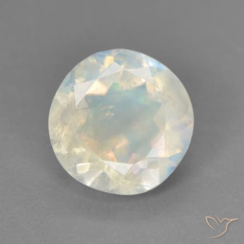 1.71ct Natürlicher Bläulich-weiß Regenbogenmondstein, Runden, Transparent