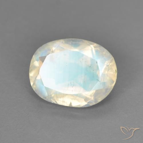 9,17 ctw natürlicher Bläulich-weiß Regenbogenmondstein, Oval, Transparent
