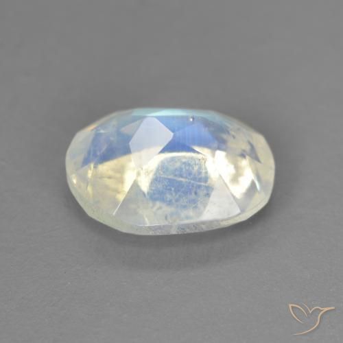 9,17 ctw natürlicher Bläulich-weiß Regenbogenmondstein, Oval, Transparent