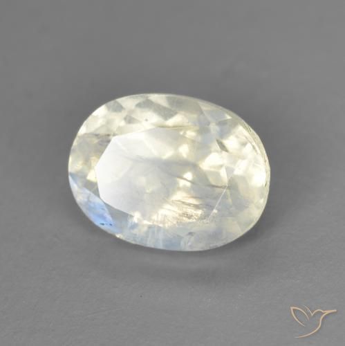 9,17 ctw natürlicher Bläulich-weiß Regenbogenmondstein, Oval, Transparent