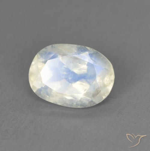 1.22ct Natürlicher Bläulich-weiß Regenbogenmondstein, Oval, Transparent