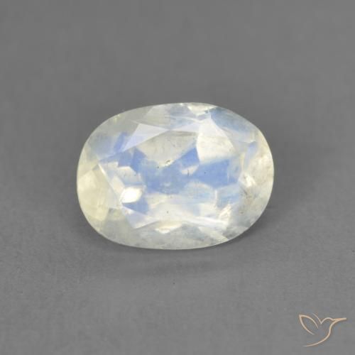 9,17 ctw natürlicher Bläulich-weiß Regenbogenmondstein, Oval, Transparent