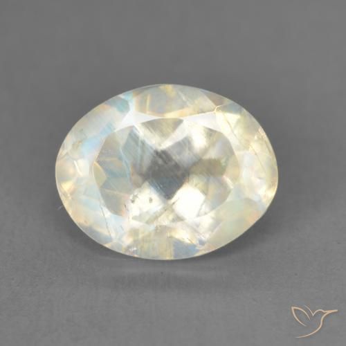 1.91ct Natürlicher Bläulich-weiß Regenbogenmondstein, Oval, Transparent