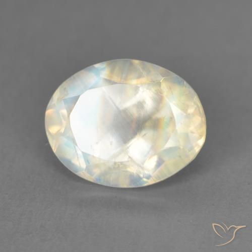 9,17 ctw natürlicher Bläulich-weiß Regenbogenmondstein, Oval, Transparent