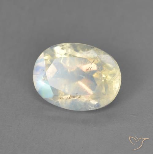 9,17 ctw natürlicher Bläulich-weiß Regenbogenmondstein, Oval, Transparent