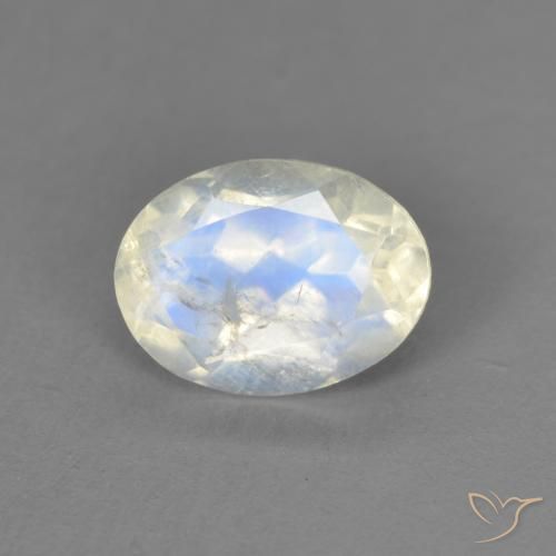 9,17 ctw natürlicher Bläulich-weiß Regenbogenmondstein, Oval, Transparent