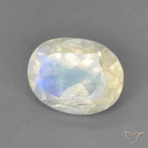 9,17 ctw natürlicher Bläulich-weiß Regenbogenmondstein, Oval, Transparent