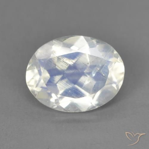 1.84ct Natürlicher Bläulich-weiß Regenbogenmondstein, Oval, Transparent