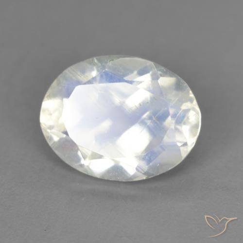 9,17 ctw natürlicher Bläulich-weiß Regenbogenmondstein, Oval, Transparent