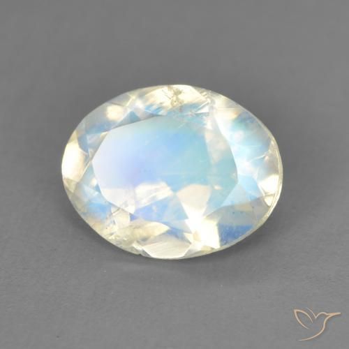 9,17 ctw natürlicher Bläulich-weiß Regenbogenmondstein, Oval, Transparent