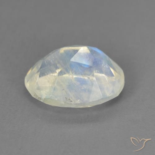 9,17 ctw natürlicher Bläulich-weiß Regenbogenmondstein, Oval, Transparent