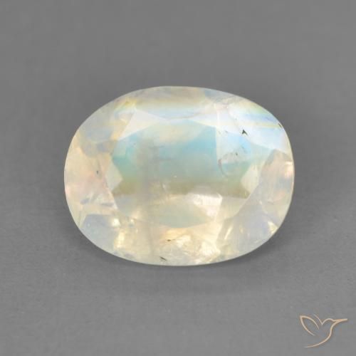 1.82ct Natürlicher Bläulich-weiß Regenbogenmondstein, Oval, Transparent