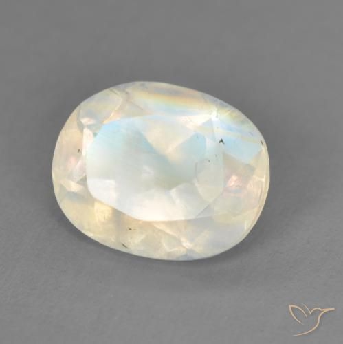 9,17 ctw natürlicher Bläulich-weiß Regenbogenmondstein, Oval, Transparent