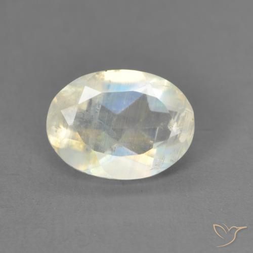 1.21ct Natürlicher Bläulich-weiß Regenbogenmondstein, Oval, Transparent