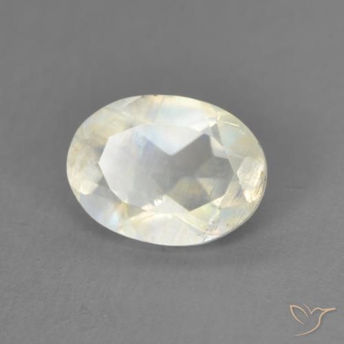 9,17 ctw natürlicher Bläulich-weiß Regenbogenmondstein, Oval, Transparent