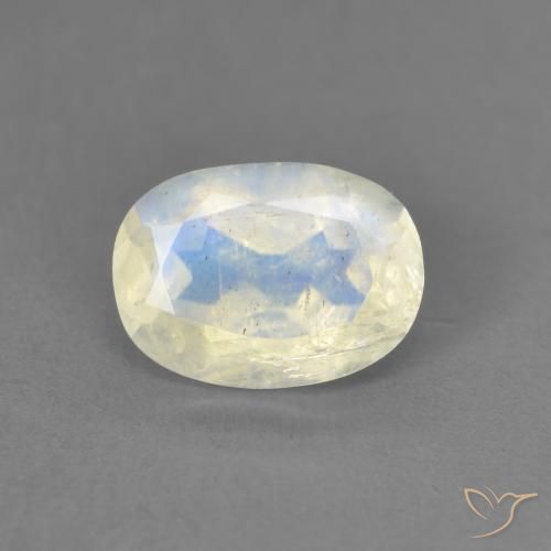 1.25ct Natürlicher Bläulich-weiß Regenbogenmondstein, Oval, Transparent