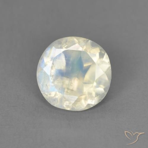 1.19ct Natürlicher Bläulich-weiß Regenbogenmondstein, Runden, Transparent