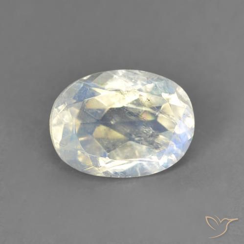 9,17 ctw natürlicher Bläulich-weiß Regenbogenmondstein, Oval, Transparent