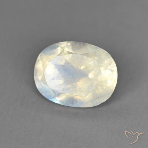 1.28ct Natürlicher Bläulich-weiß Regenbogenmondstein, Oval, Transparent