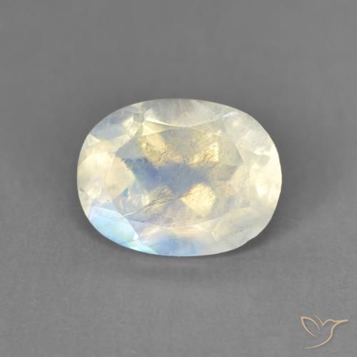 9,17 ctw natürlicher Bläulich-weiß Regenbogenmondstein, Oval, Transparent