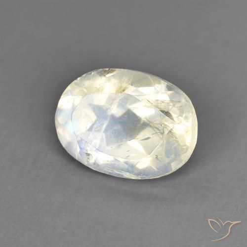9,17 ctw natürlicher Bläulich-weiß Regenbogenmondstein, Oval, Transparent